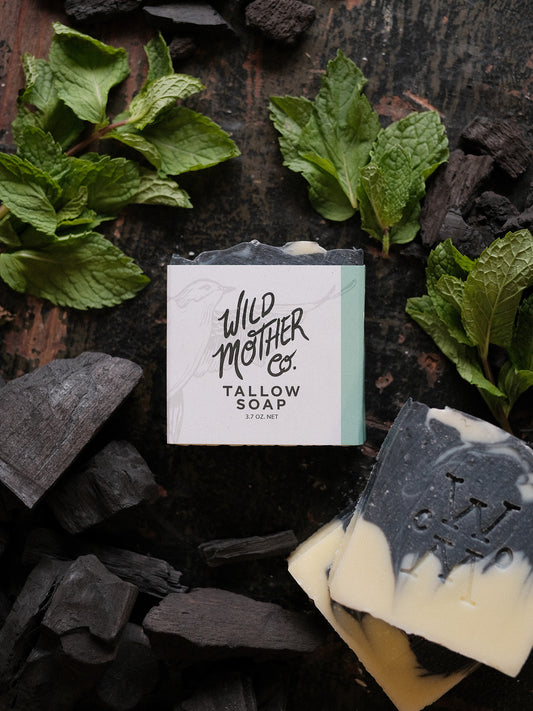 Peppermint Charcoal Tallow Soap Bar